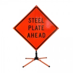 Roll Up Sign & Stand - 48 Inch Steel Plate Ahead Roll Up Reflective Traffic Sign